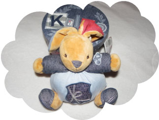 Doudou Lapin boule bleu jean's charmeur Kaloo