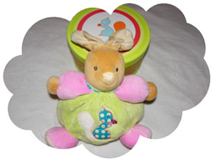 Doudou lapin patapouf écureuil vert rose Kaloo