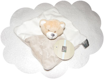 Doudou Ours plat beige étoiles Tom & Zoé