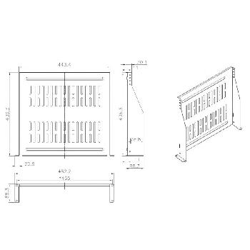 Baie et coffret ETAGERE FIXE 19 2U (PROFONDEUR 400MM, 15K MAX., NOIR)