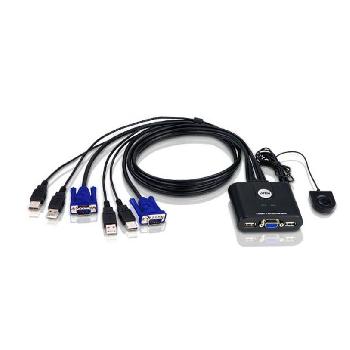 Commutateurs et Répartiteurs  ATEN CS22U - KVM 2 PORTS (VGA/USB) AVEC CORDONS INTEGRES (0.9M)