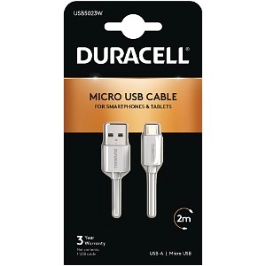 Cable blanc pour Mobiles et Tablettes USB / MICRO USB 1 m DURACELL