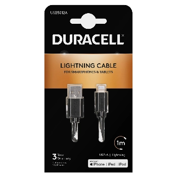 Cable noir pour Mobiles et Tablettes APPLE Lightning 1 m DURACEL