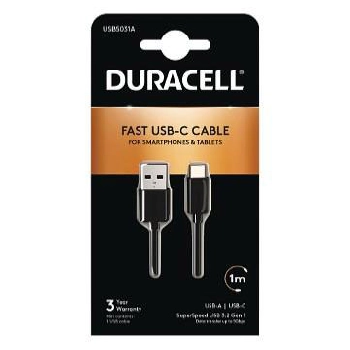 Cable noir pour Mobiles et Tablettes USB type C 1 m DURACELL